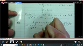 AP Precalc 3 10 Trig Equations Pt 2