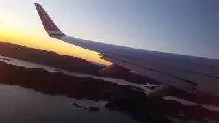 Stunning sunset! Norwegian Boeing 737-800 takeoff at Bergen Airport