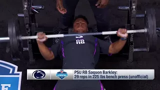 Penn State Running Back Saquon Barkley puts up 29 reps on bench press!