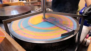 rainbow crepes at Bangkok night market - thailand street food