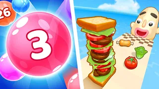 Sandwich Runner Vs Marble Run 3D - All Levels Gameplay Android, iOS ( Part 23 ) NEW UPDATE Level