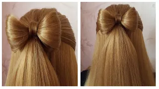 Easy Bow Hairstyle Tutorial 🎀 Cute Hairstyle for College Girls 🎀 Coiffure avec Noeud Papillon