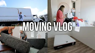 MOVING VLOG: packing up my room, putting together the new couch + first night in our new home!