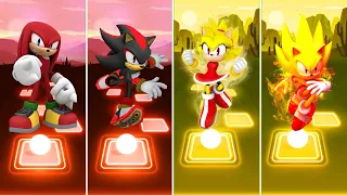 Knuckles Sonic 🆚 Shadow Sonic 🆚 Super Amy Rose 🆚 Super Sonic | Sonic Tiles Hop Music Gameplay