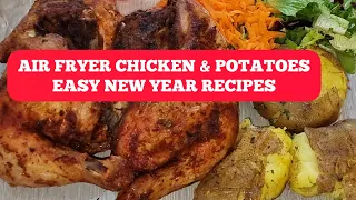 BEST AIR FRYER ROASTED  POTATOES and WHOLE CHICKEN FOR DINNER.  New Year FAMILY DINNER💐💐