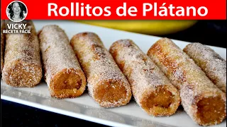 ROLLITOS DE PLATANO 🍌para el Postre o Desayuno | #VickyRecetaFacil