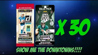 Opening 30 Value Packs Of Mosaic and Donruss NFL Football Packs!