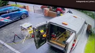 Man fights off thieves robbing his van before they drive into his car
