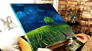 HOW TO PAINT 🌩️ Stormy poppy fields 🌩️ / acrylic painting for beginners