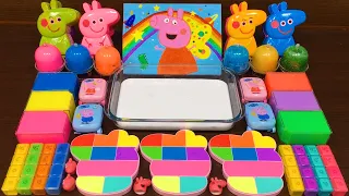 RAINBOW PEPPA PIG!! Mixing Random into GLOSSY Slime !!! Satisfying Video #87