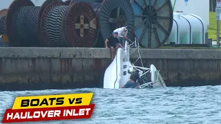 BOAT SINKING INSIDE THE INLET! CAPTAIN HANGS ON! | Boats vs Haulover Inlet