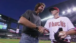 SF@ARI: Randy Johnson throws out first pitch