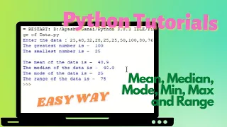 Statistics In Python - Mean, Median, Mode, Range, Min, Max | Python | Module | Ayesha's Tech Studio