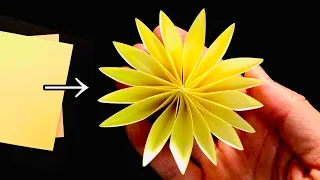 折り紙 花 3D 付箋紙 おりがみ 簡単 Easy Sticky Note Origami Flower 3D Tutorial, How to make Paper Flower Craft Diy