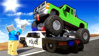 POLICE CHASE MONSTER TRUCK ON BRIDGE! (Lego Cops and Robbers)