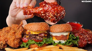 햄버거 양념치킨 감자튀김 소스 퐁당! 먹방 BURGERS 🍔 FRIED CHICKEN 🍗 FRENCH FRIES 🍟 EATING ASMR MUKBANG