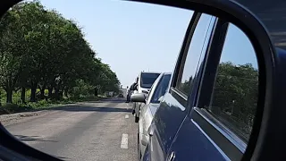 ОСТОРОЖНО!!! пробка на трассе М 14 Мариуполь-Бердянск Идут строительные работы