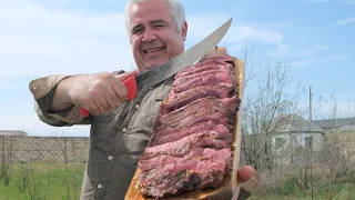 FRYING BIG BEEF STEAK on a FRYING PAN.ENG SUB