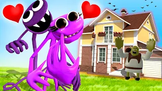 RAINBOW FRIENDS Purple LOVE HOUSE 💕 VS 3D SANIC CLONES MEMES In Garry`s mod