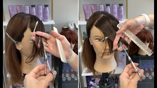 How to cut & style Bottleneck Bangs | Tips for Cutting Bangs