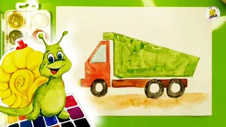 Как нарисовать грузовик. Урок рисования для детей с 5-ти лет.