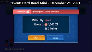 Hard Road Mini Game #6 | December 21, 2021 Event | FreeCell