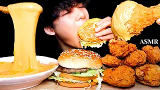 ASMR STRETCHY CHEESE + FRIED CHICKEN + BURGER (Eating Sound) | MAR ASMR