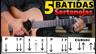 5 BATIDAS SERTANEJAS NO VIOLÃO - As mais importantes - Aprenda com várias musicas de exemplo.