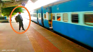MAN GET TEASED BY PASSENGER OF TRAIN AND ALSO SCARY WITH HONK OF TRAIN