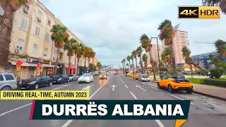 DURRES, ALBANIA, DRIVING REAL-TIME ON THE STREETS OF THE COASTAL CITY, WINTER IN DURRES (4K 60Fps)