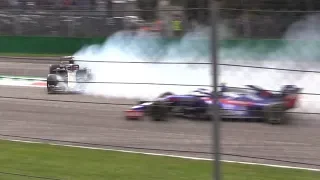 Grosjean Huge Spin+Vettel & Stroll Collision Aftermath-F1 Italian GP 2019