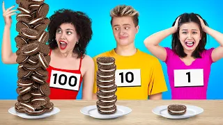 100 LAYERS OF FOOD CHALLENGE! || Giant Food And Extreme Challenge by 123 Go! GOLD