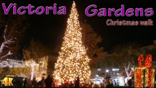 Victoria gardens Mall Walk around Christmas tree in Rancho Cucamonga in 4K