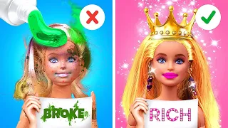 Poor Baby Doll Became Rich... Miniature Doll Hacks!