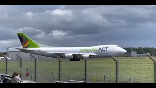 ACT Airlines Boeing 747-400 Landing and HEAVY Departure from Shannon
