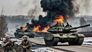 13 Minutes Ago! German Leopard-2A6 Tank Anger, Destroys a Row of Russian T-90SM Tanks!!