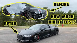 REBUILDING A WRECKED 2018 AUDI R8 IN UNDER 10 MINUTES AND HOW MUCH I SPENT!!