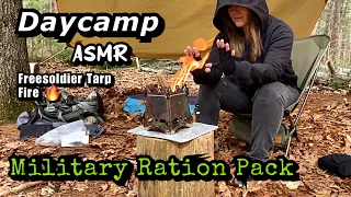 Military Ration Pack | Day Camp with Fire | Freesoldier Tarp | Nature ASMR