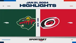 NHL Highlights | Wild vs. Hurricanes - January 21, 2024