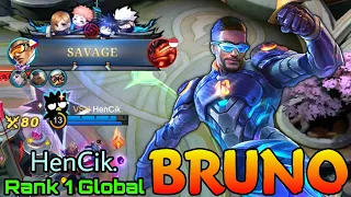 SAVAGE!! Monster No.1 Bruno! -  Top 1 Global Bruno by HenCik. - Mobile Legends