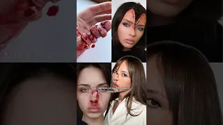 Как сделать открытую рану с кровью 👀🔪жуткий грим  #грим #страшныйгрим