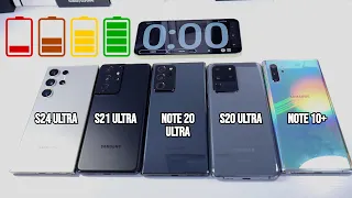 S24 Ultra VS S21 Ultra VS Note 20 Ultra VS  S20 Ultra VS Note 10 Plus - PUBG Battery Drain Test!