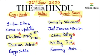 22nd June 2020 | Newspaper Brief | The Hindu | Srijan India