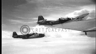 U.S. Navy Grumman TBF Avenger aircraft from VT-15 in formation flight over the Pa...HD Stock Footage