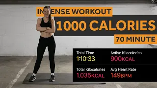 1000 CALORIES WORKOUT | 70 MIN INTENSE AT HOME WORKOUT (no equipment) | 052