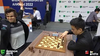Magnus Carlsen's moment of pure happiness on becoming World Blitz 2022 after beating Abdusattorov