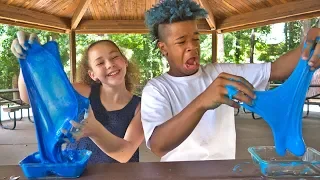 BLUE HAIR + BLUE SLIME! (Olivia Haschak & Chance)