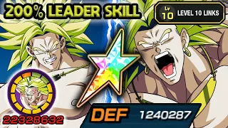 200% LEADER SKILL! 100% INT BROLY LEVEL 10 LINKS SHOWCASE! Dragon Ball Z Dokkan Battle