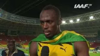 Usain Bolt's 100m Gold Medal Interview | IAAF World Championships Moscow 2013