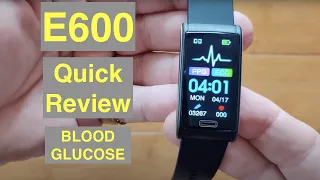 E600 Health Band Shaped IP68 ECG/HR/BP/HRV/Glucose/BodyTemp/SpO2 Smartwatch: Quick Overview